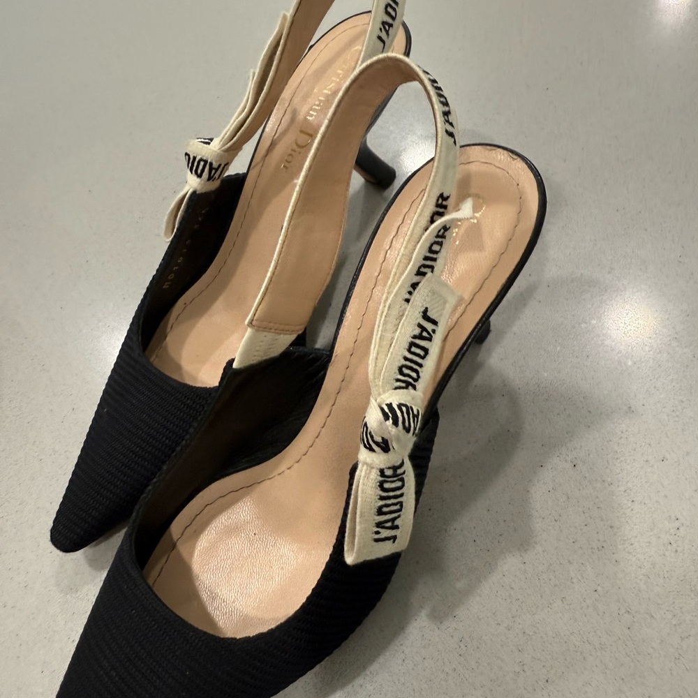 Dior Black and Cream Slingback Heels